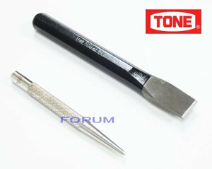 【在庫あります】 TONE センターポンチ CP125 ・ 平タガネ FC165 セット / トネ 工具 ポンチ タガネ ☆