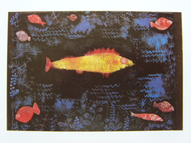 Paul Klee, Paul Klee, [Golden fish], rare art book paintings, Good condition, New framed, free shipping, overseas painter, painting, oil painting, animal drawing