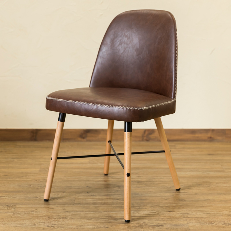 식탁 의자, 현대의, 합성 가죽 시트, 천연 나무 다리, 약간 높은 자리, 1 조각, 의자, 갈색, CLF-14(PBR), 핸드메이드 아이템, 가구, 의자, 의자, 의자