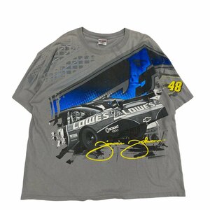 【XXL】USA 古着 チェイス CHASE NASCAR LOWE'S 大判プリント Tシャツ 半袖 クルーネック グレー 2XL