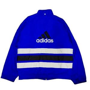 【XL】USA 古着 90s アディダス adidas 90年代 ナイロンジャケット ウィンドブレーカー パフォーマンスロゴ 刺繍　XL位