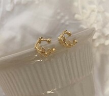 葉っぱ柄 リーフ イヤーカフ ★ 耳に挟む イヤリング ジュエリー クリップ ノンホールピアス アクセサリー 片耳用 金 a2_画像9