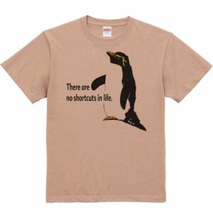 イワトビ ペンギン（人生に近道はない）/半袖Ｔシャツ/メンズXL/コーラルベージュ・新品・メール便 送料無料