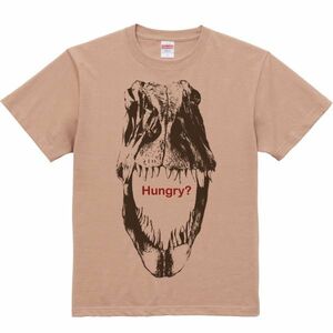 恐竜の頭骨（化石）/半袖Ｔシャツ/メンズM/コーラルベージュ・新品・メール便 送料無料