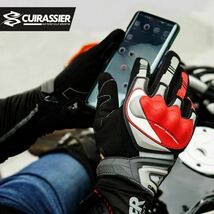 グローブ 手袋 メッシュ バイクグローブ スマホ操作 対応 高品質 大人気 新品 送料無料 赤黒 Lサイズ_画像5