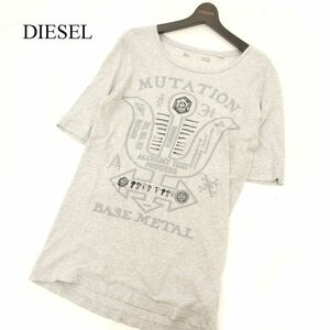 DIESEL ディーゼル 春夏 碇 MUTATION BASE METAL プリント★ スリム 半袖 カットソー Tシャツ Sz.S　メンズ グレー　C3T05781_6#D