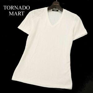 TORNADOMART トルネードマート 春夏 総柄★ スリム 半袖 Vネックベーシック カットソー Tシャツ Sz.S位　メンズ 白　C3T05773_6#D