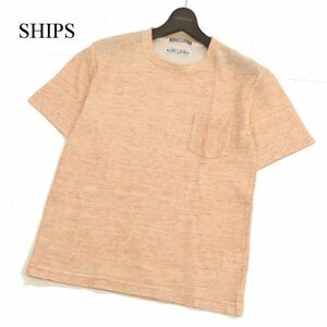 美品★ SHIPS シップス 春夏 【麻 ヨーロピアンリネン】 半袖 ポケット カットソー Tシャツ ポケT Sz.S　メンズ 日本製　C3T06010_7#D