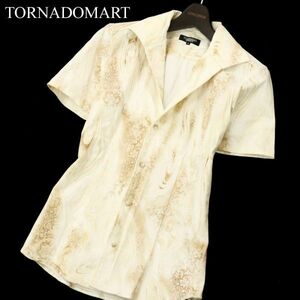 TORNADOMART トルネードマート 春夏 花柄 フラワー★ ブリーチ加工 ストレッチ 半袖 スタンドカラー シャツ Sz.M　メンズ　C3T06284_7#A