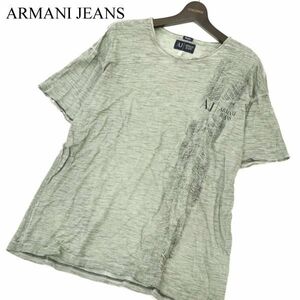 ARMANI JEANS アルマーニ ジーンズ 春夏 ロゴ タイヤ プリント★ ダメージ加工 半袖 カットソー Tシャツ Sz.M　メンズ　C3T06286_7#A