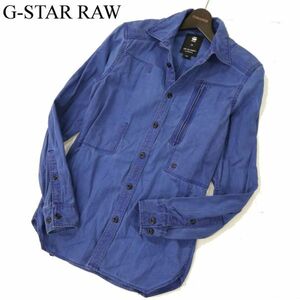 G-STAR RAWji- Star low through year [POWEL SHIRT L/S] Zip pocket long sleeve Denim work shirt Sz.XS men's blue series C3T06381_7#C