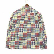 Eddie Bauer エディーバウアー 春夏 長袖 パッチワーク★ チェック ボタンダウン シャツ Sz.L　メンズ アウトドア　C3T06415_7#A_画像4