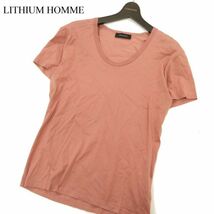 LITHIUM HOMME リチウムオム 春夏 プレオーガニックコットン★ 半袖 カットソー Tシャツ Sz.48　メンズ テラコッタ 日本製　C3T06586_7#D_画像1