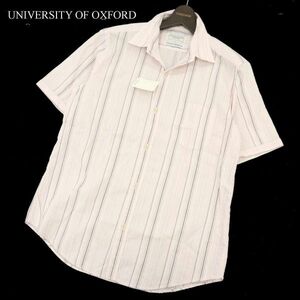 【新品 未使用】 UNIVERSITY OF OXFORD ユニバーシティオブオックスフォード 半袖 ストライプ★ シャツ Sz.L　メンズ ピンク　C3T06585_7#A