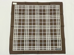 (I05885) 新品 バーバリー BURBERRY チェック柄 コットン ハンカチ 47×47cm ブラウン系