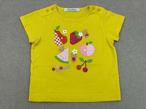 (I07202) ファミリア familiar くまさん×フルーツプリント コットン半袖Tシャツ ベビー 女の子 80 イエロー 21SS