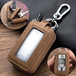  original leather key case double fastener Brown kalabina smart key man and woman use Toyota Nissan Honda Subaru Daihatsu correspondence 