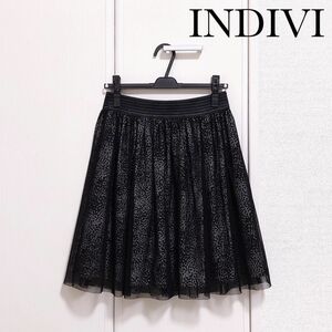 INDIVI インディヴィ　レオパード チュール フレア スカート