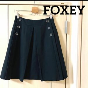 FOXEY 黒　膝丈スカート ボックススカート サイズ38