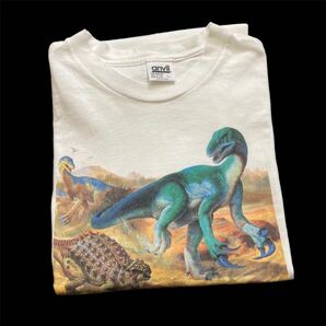 90s USA製 anvil Dinosaurs ダイナソー　恐竜 Tシャツ　白　ホワイト　オールド ビンテージ　アメリカ　古着