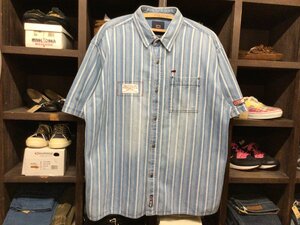 ビックサイズ 90'S BUGLE BOY DENIM STRIPE S/S SHIRT SIZE XL ビューグル ボーイ デニム ストライプ 半袖 シャツ ヴィンテージ