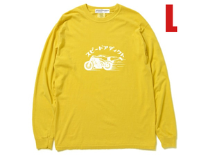 GARMENT DYED スピードアディクト L/S T-shirt MUSTARD L/黄色ピグメント染め顔料染めハーレーチョッパーバイクマン島ttレースmotogpnascar