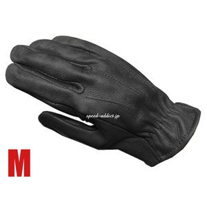 SULLIVAN GLOVE SHORTY VINTAGE BLACK M/サリバングローブ黒ブラック裏地なし鹿革ディアスキン本革春用夏用春夏用秋用バイク用手袋usa定番