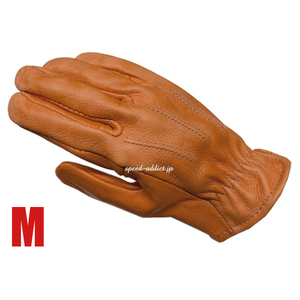 SULLIVAN GLOVE SHORTY VINTAGE TAN M/サリバングローブ淡茶色brownブラウン裏地なし鹿革ディアスキン本革バイク用手袋定番春用夏用春夏用