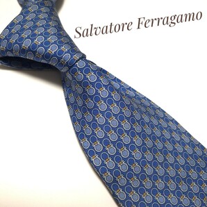 Salvatore Ferragamo フェラガモ ネクタイ ハイブランド 青系 水色 2993