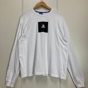 237 PlayStation プレイステーション 公式 長袖Tシャツ ロングスリーブ カットソー サイズLL SONY ソニー ゲーム クルーネック 白 30706B