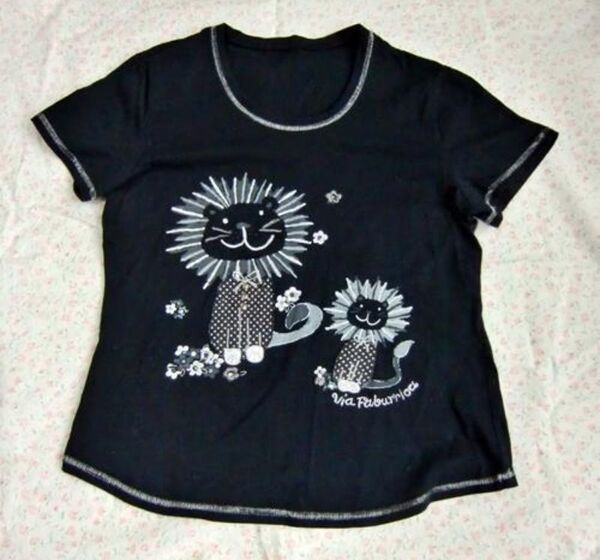Via Faburrica ライオンTシャツ(黒)M-L