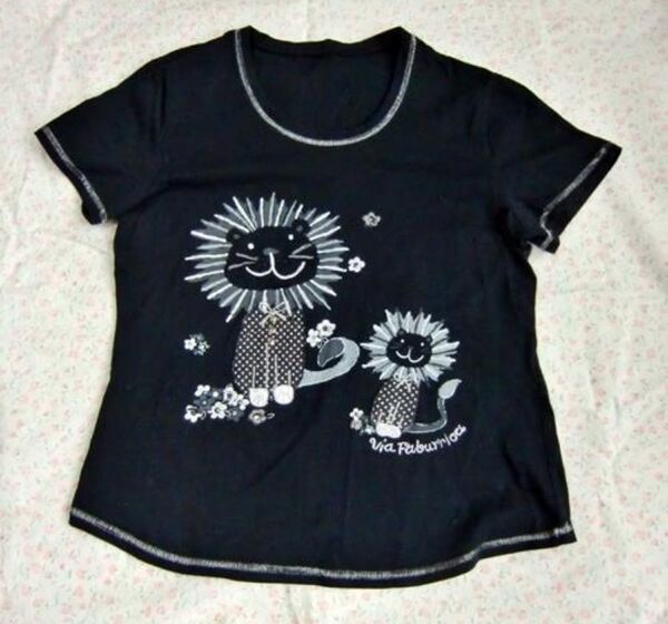 Via Faburrica ライオンＴシャツ（黒）Ｍ-Ｌ