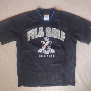 美品! フィラゴルフ FIRA GOLF 半袖ウインドブレーカー サイズM 脇ファスナー やや光沢ブラック 裏メッシュ生地