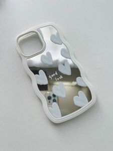 新品　iPhone13pro max ミラー付きスマホケース　カバー　アイフォン iPhoneケース　韓国　ホワイト　白　鏡