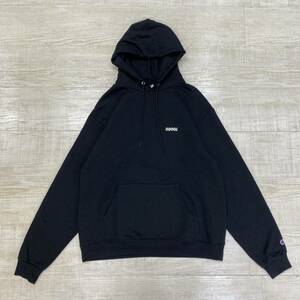 700fill Champion チャンピオン ボディ Payment Logo Pullover Hooded 反転 ロゴ プルオーバー フーディ パーカー BLACK size JPN 2XL (71