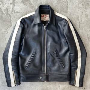 希少 addict clothes アディクトクローズ ad-01 限定 カスタム レザー シングル ライダース ジャケット JKT ダークネイビー 系 サイズ 34