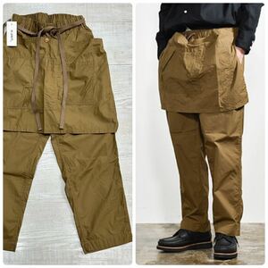 20ss 2020 新品 H.UNIT エイチユニット Weather cloth apron easy pants ウェザークロス エプロン パンツ Beige サイズ 1 定価22.000円+tax