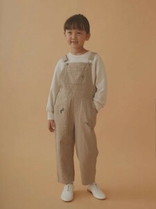 22aw mina perhonen ミナ ペルホネン kids choucho シアサッカー サロペット オーバーオール ベージュ サイズ 130