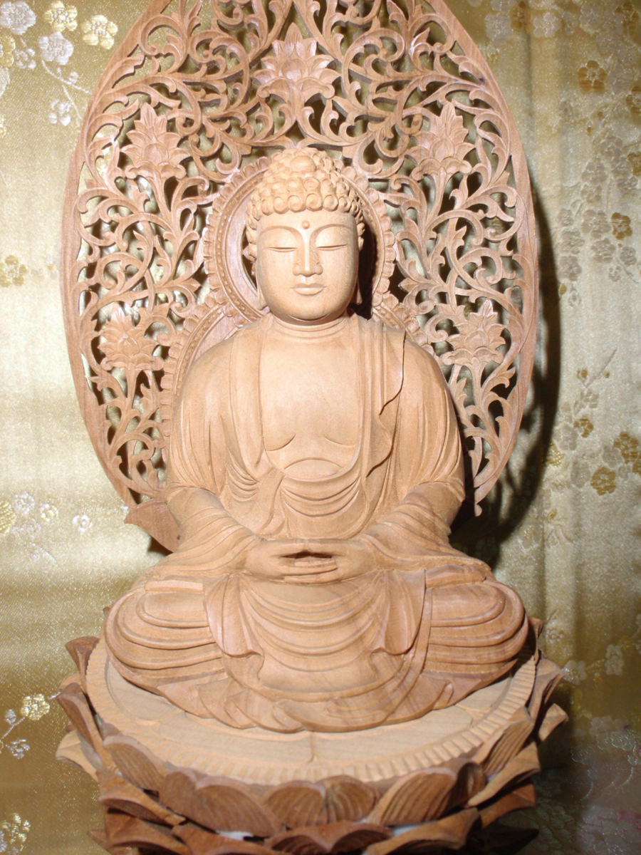 ◇23◇ 桧材☆大日如来坐像真言宗吹蓮華2.0寸六角座新品未使用【信頼の