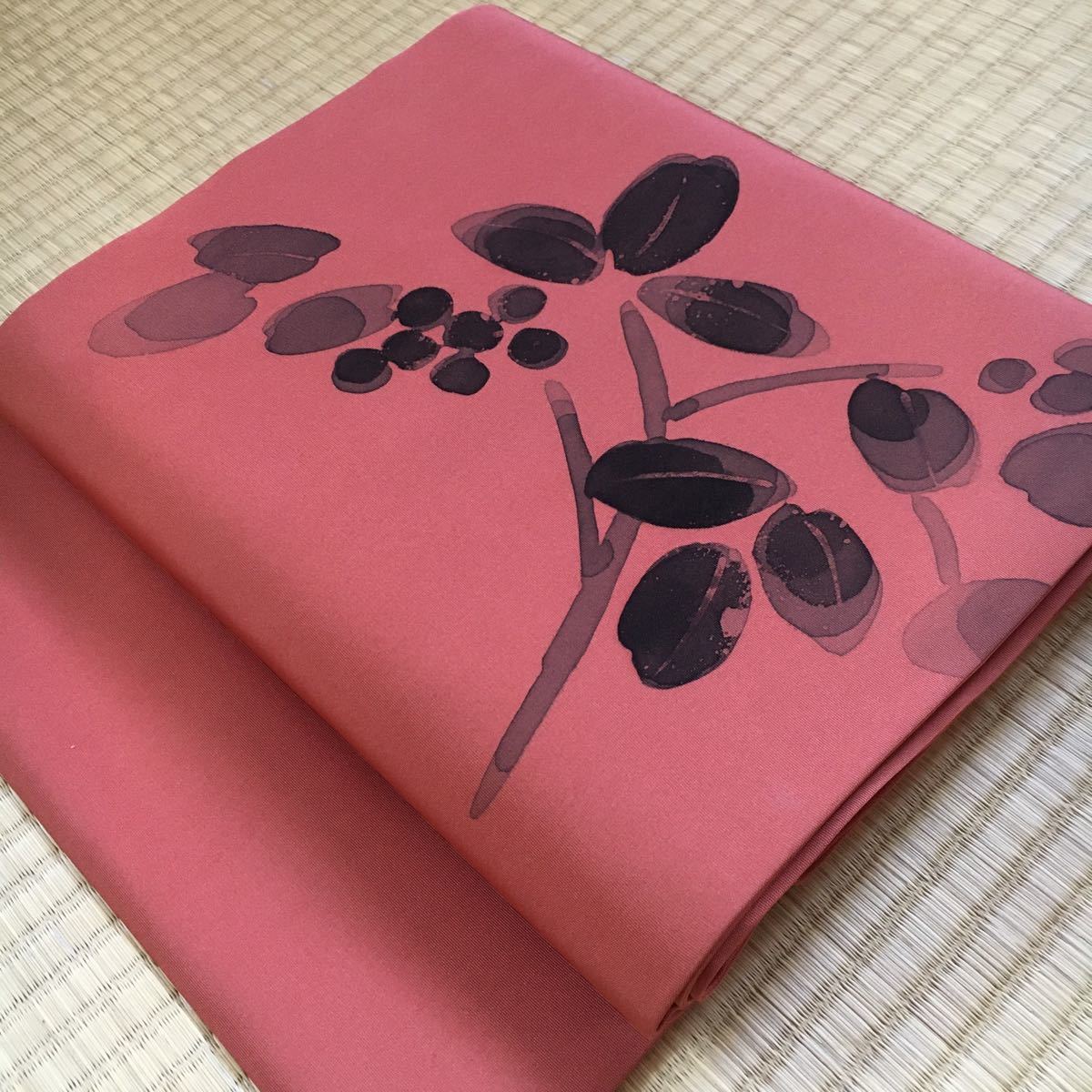 नागोया ओबी लाल टैन शाखा के फूल जैसे यामासिको रंगे हुए हाथ से पेंट की गई शैली सादा चाय समारोह चाय समारोह फूल व्यवस्था पाठ कोमोन त्सुमुगी दैनिक उपयोग ay335, बैंड, नागोया ओबी, अनुरूप