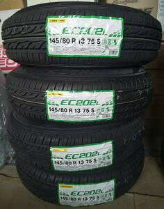 送料無料18,000円 145/80R13 75S【在庫有・2022年09～10週製・新品4本】DUNLOP(ダンロップ) EC202 低燃費 エコ