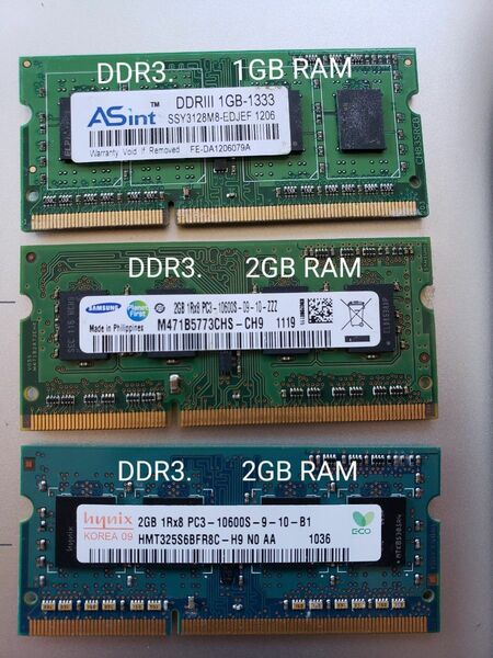 RAM 2GB*2 & 1GB DDR3 メモリ ノートPC