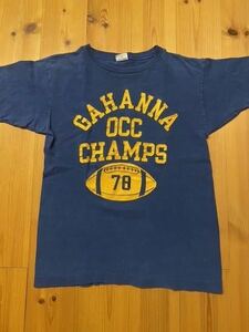 70's Champion/チャンピオン Blue Bar Tag/ブルーバータグ Vintage S/S 4連 College Print/カレッジプリント Football/フットボールTシャツ