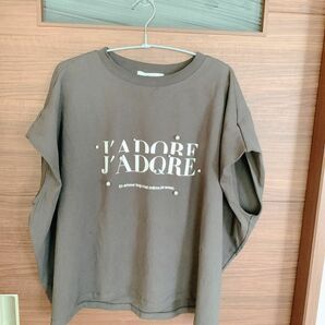 パール付きTシャツ　ロゴT レディース　ドルマンTシャツ　チャコールグレー　セレクトショップ　高級Tシャツ　