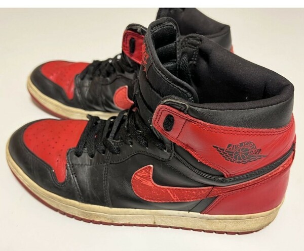 27.5cmNIKE AIR JORDAN RETRO HIGH BRED ナイキエアジョーダン1/2001年復刻 黒赤 レトロ