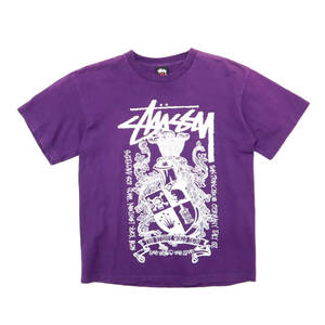 送料無料 00s ビンテージ STUSSY ステューシー WORLD TRIBE ワールドトライブ Tシャツ 紫 2000年代 ストリート 古着 オールド LA USA UK