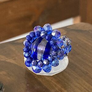 14-16 number beads ring ring blue. Venetian beads. ring 