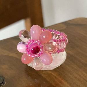 15-17 number beads ring ring Drop beads. . flower manner ring pink 