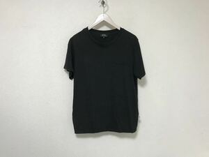 本物アーペーセーAPCコットン麻リネンポケット半袖Tシャツメンズアメカジサーフミリタリービジネススーツ黒ブラックS日本製