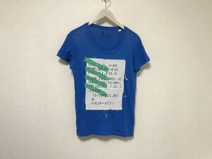 本物ディーゼルDIESELコットンプリント半袖TシャツメンズアメカジサーフミリタリービジネススーツXS青ブルー